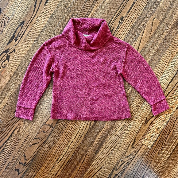 Chelsea & Violet Girls Drop Shoulder Turtleneck Sweater, Berry Color - Picture 3 of 5